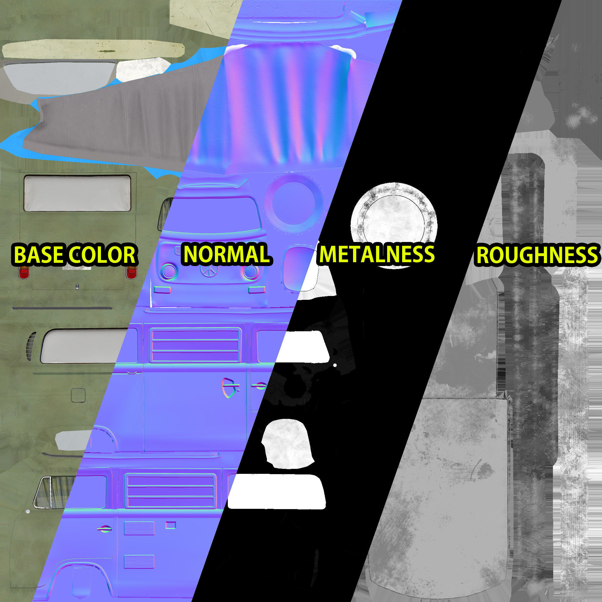 PBR VW T2 Van Lowpoly Low-poly 3D model_1