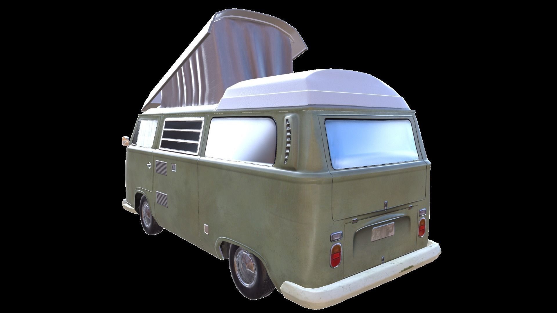 PBR VW T2 Van Lowpoly Low-poly 3D model_11