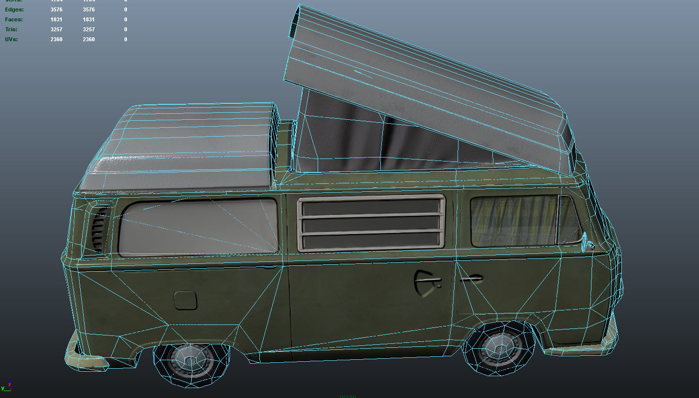 PBR VW T2 Van Lowpoly Low-poly 3D model_14
