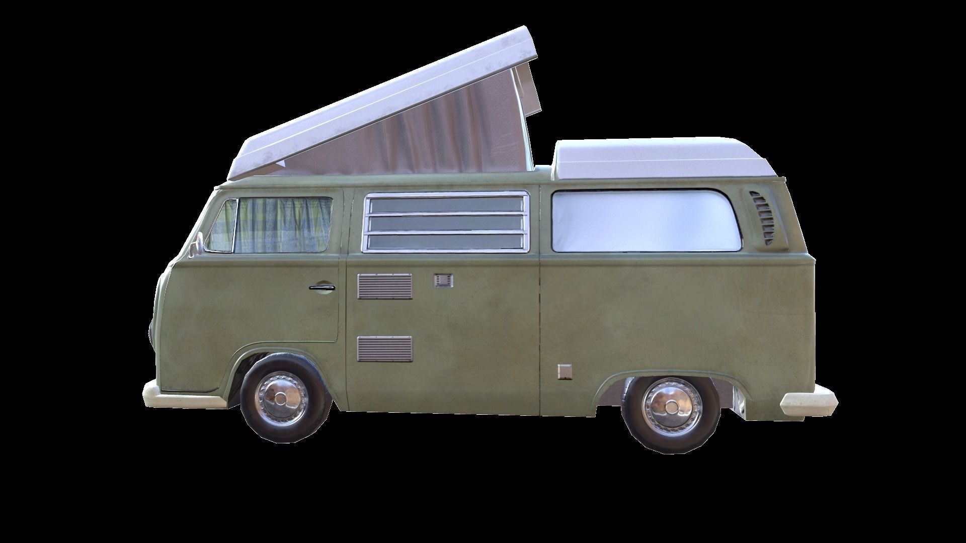 PBR VW T2 Van Lowpoly Low-poly 3D model_4