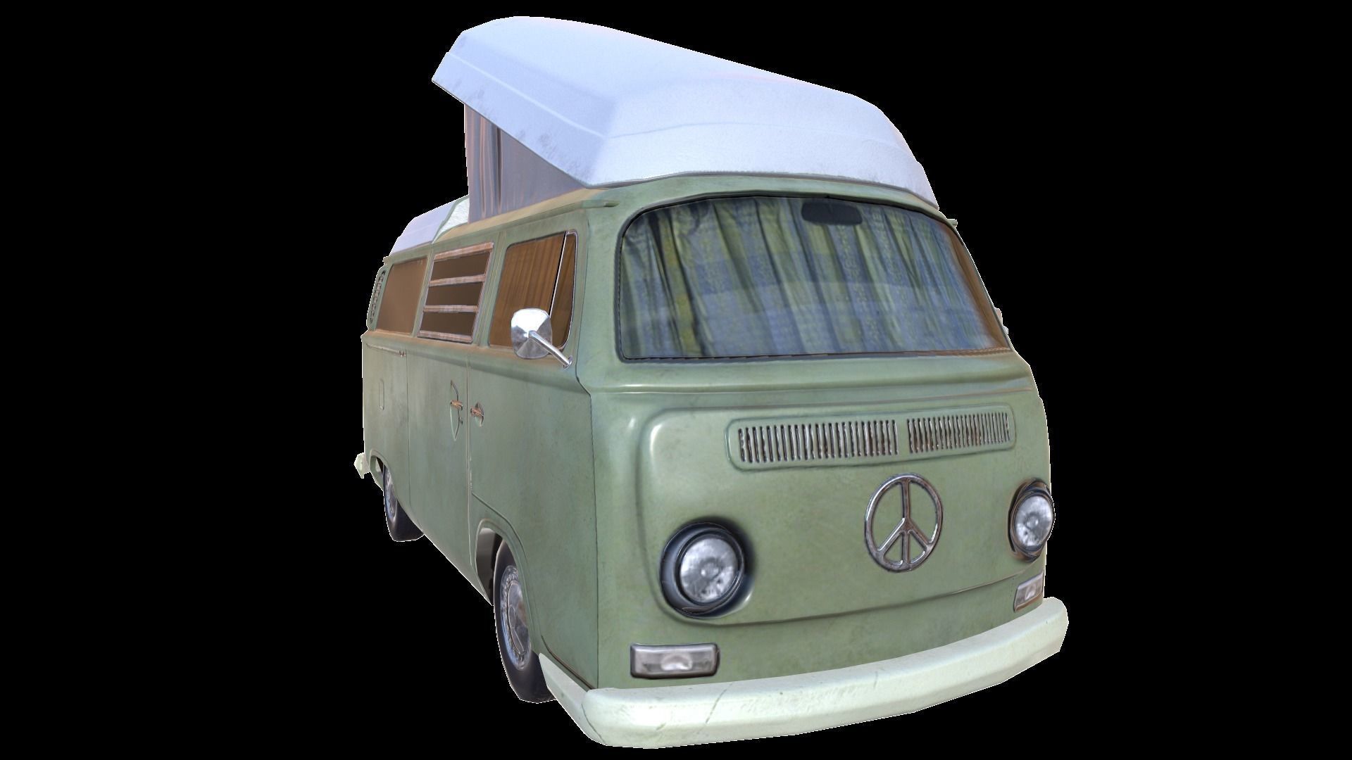 PBR VW T2 Van Lowpoly Low-poly 3D model_7