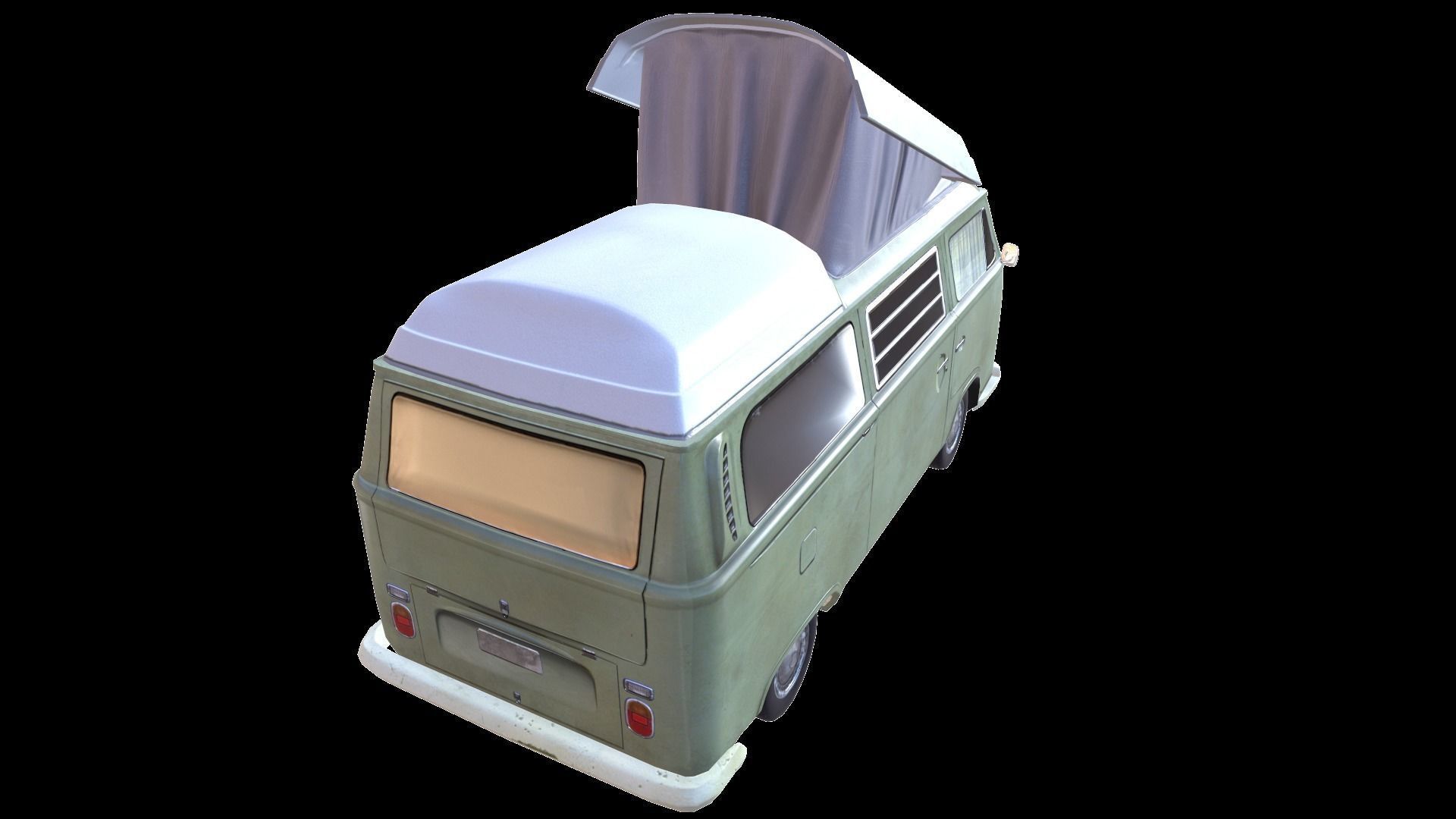 PBR VW T2 Van Lowpoly Low-poly 3D model_10