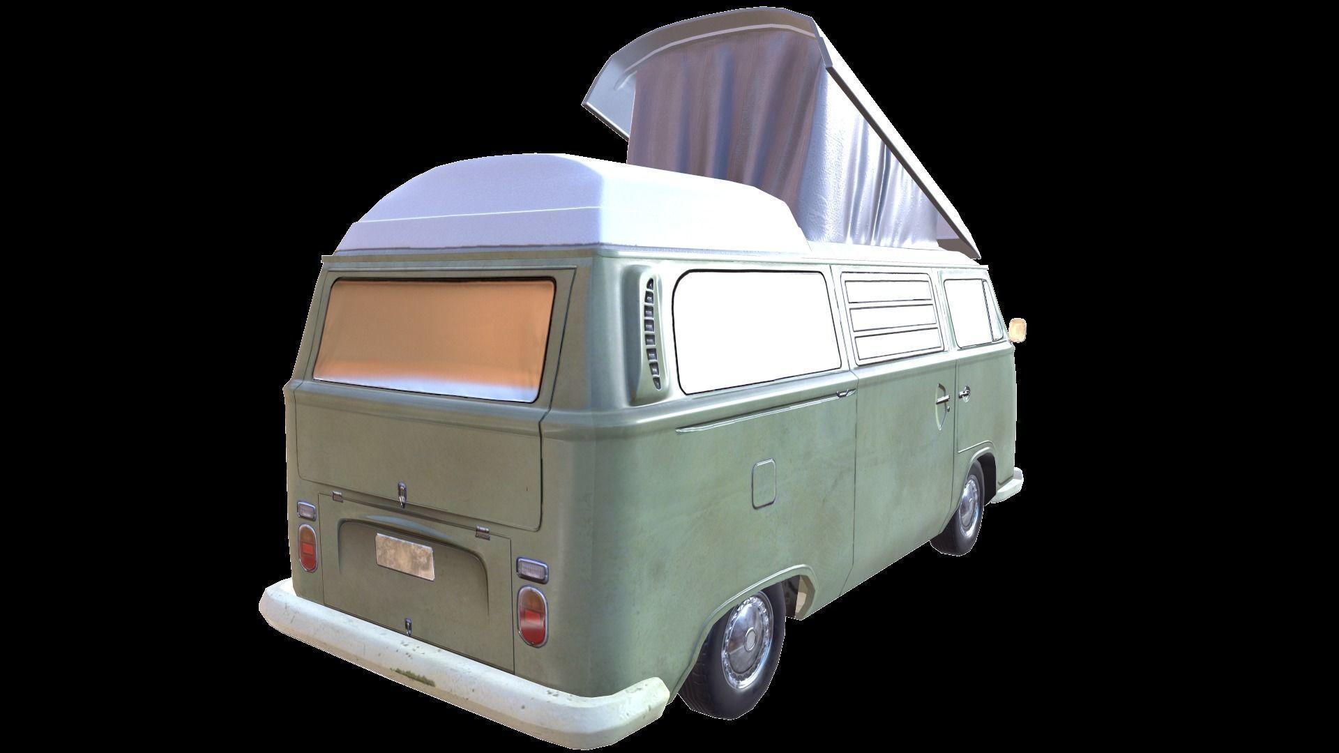 PBR VW T2 Van Lowpoly Low-poly 3D model_3