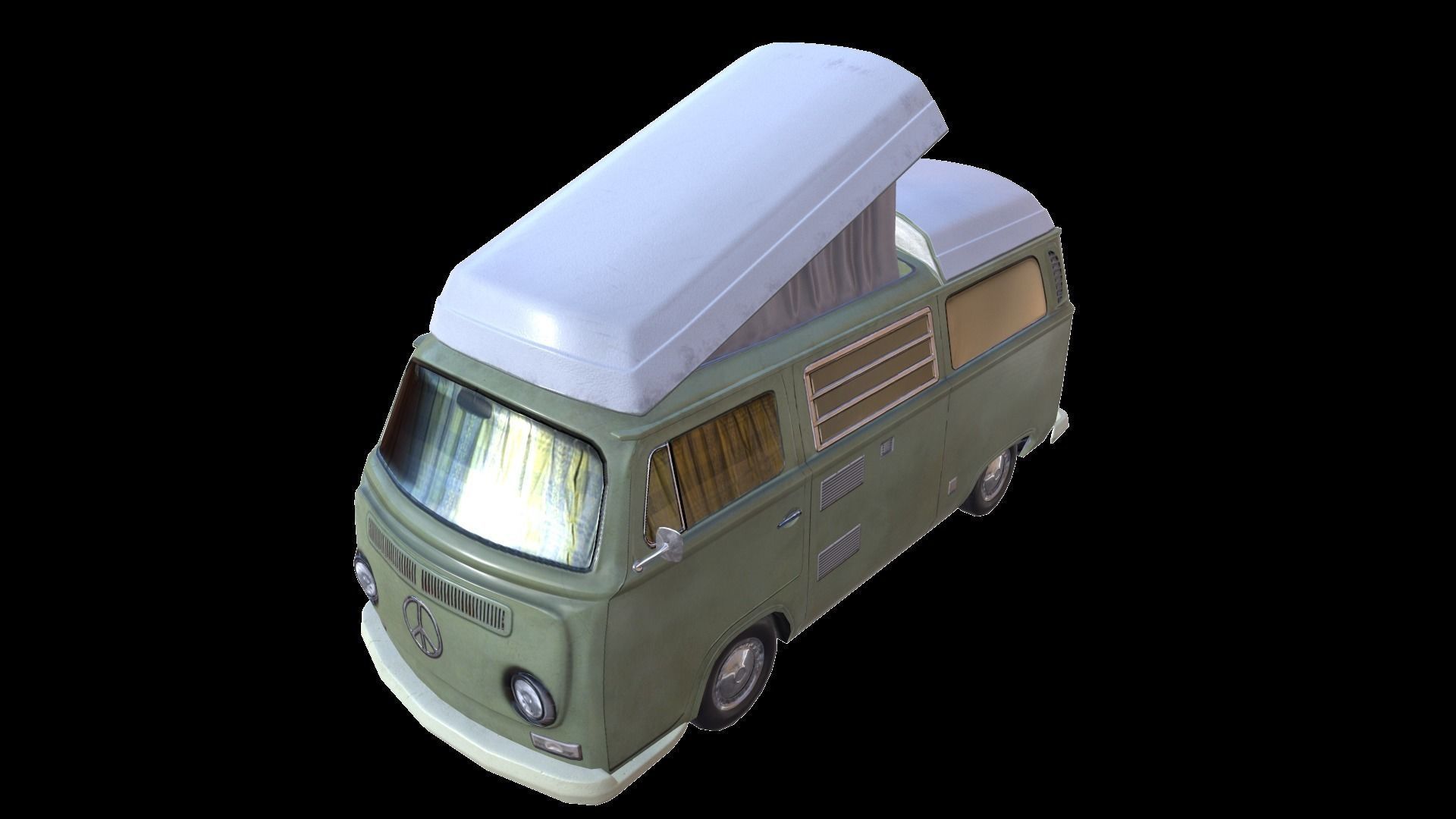 PBR VW T2 Van Lowpoly Low-poly 3D model_9