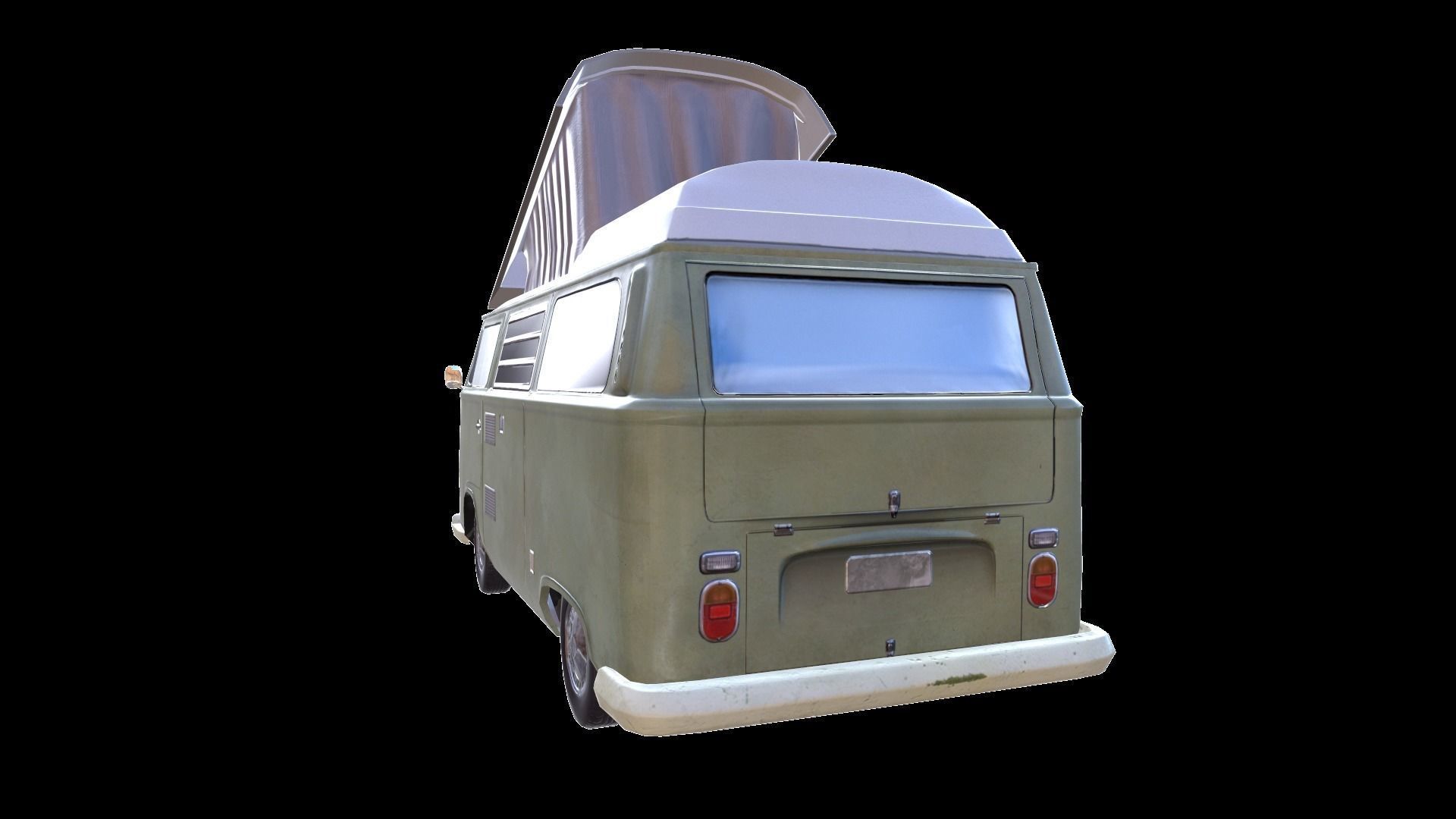 PBR VW T2 Van Lowpoly Low-poly 3D model_2