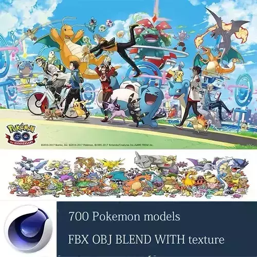 700 Pokemon low poly game ready