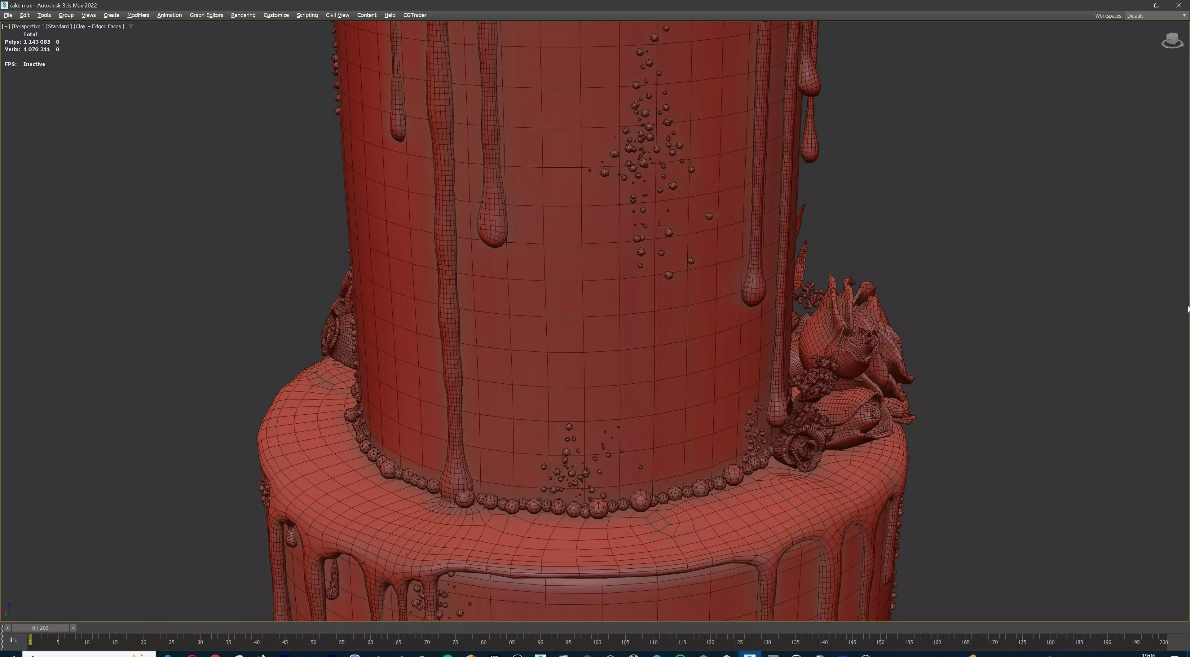 Luxury Wedding Cake with Flowers  Tiered Floral Purple  Gold Low-poly 3D model_21