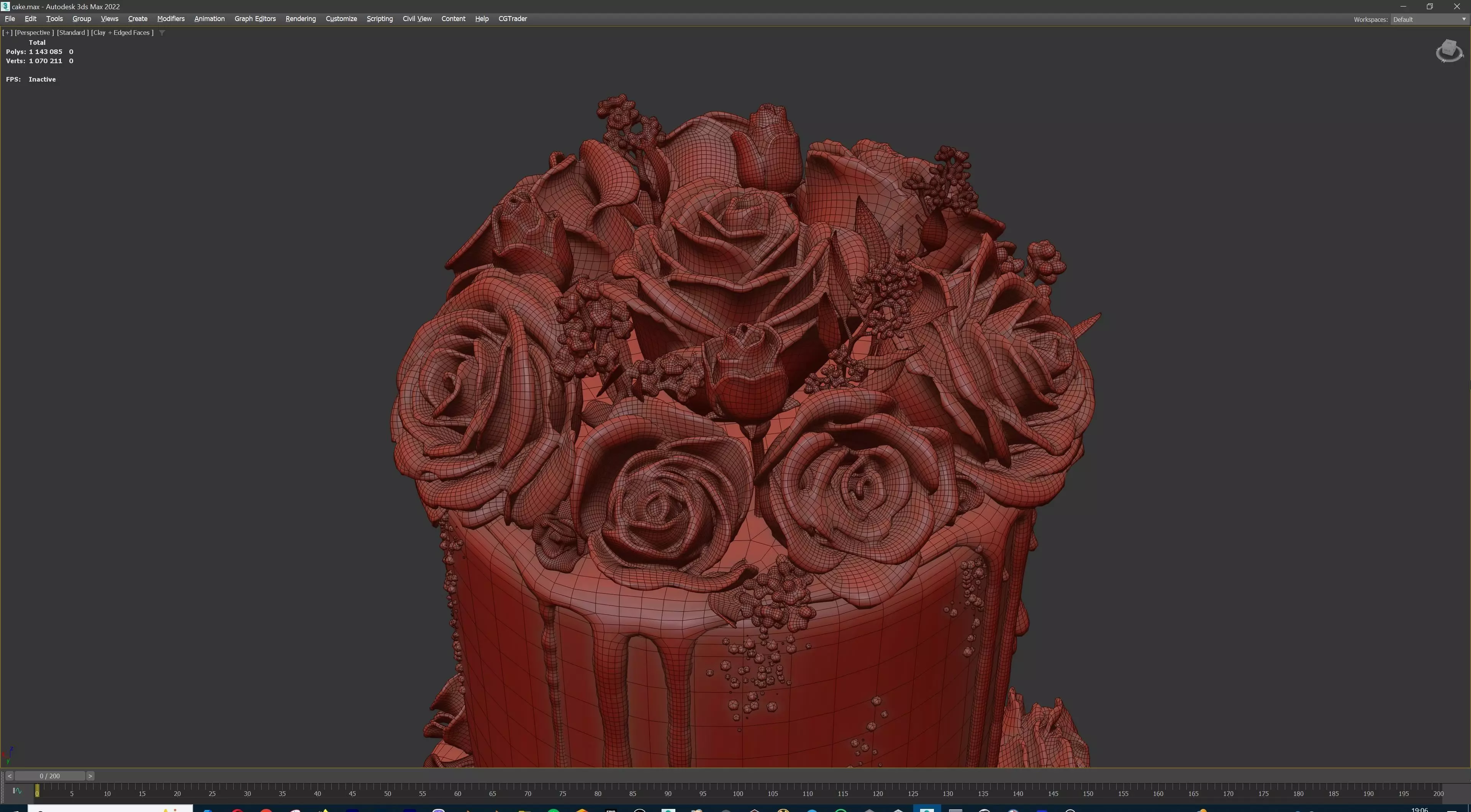 Luxury Wedding Cake with Flowers  Tiered Floral Purple  Gold Low-poly 3D model_22