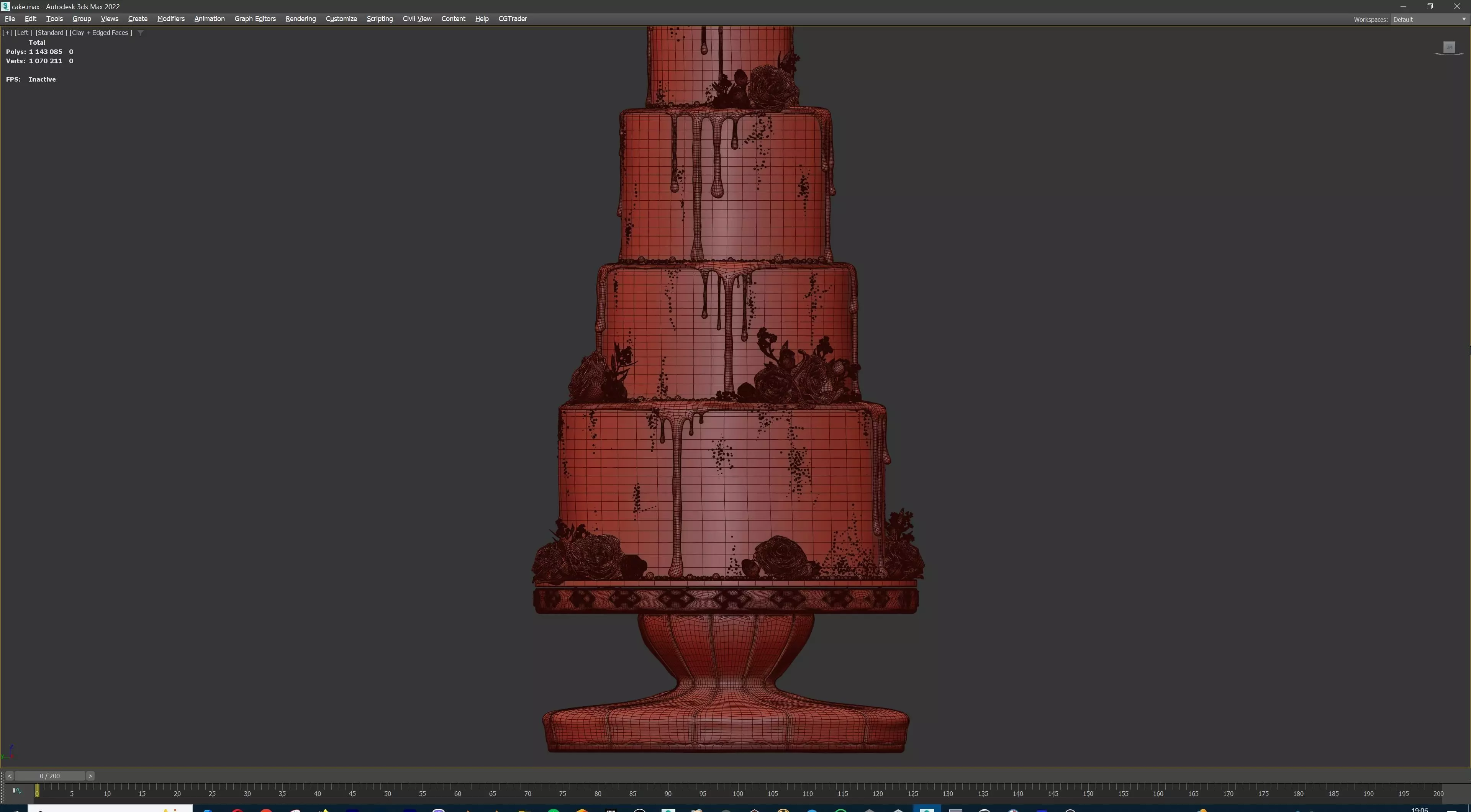 Luxury Wedding Cake with Flowers  Tiered Floral Purple  Gold Low-poly 3D model_24