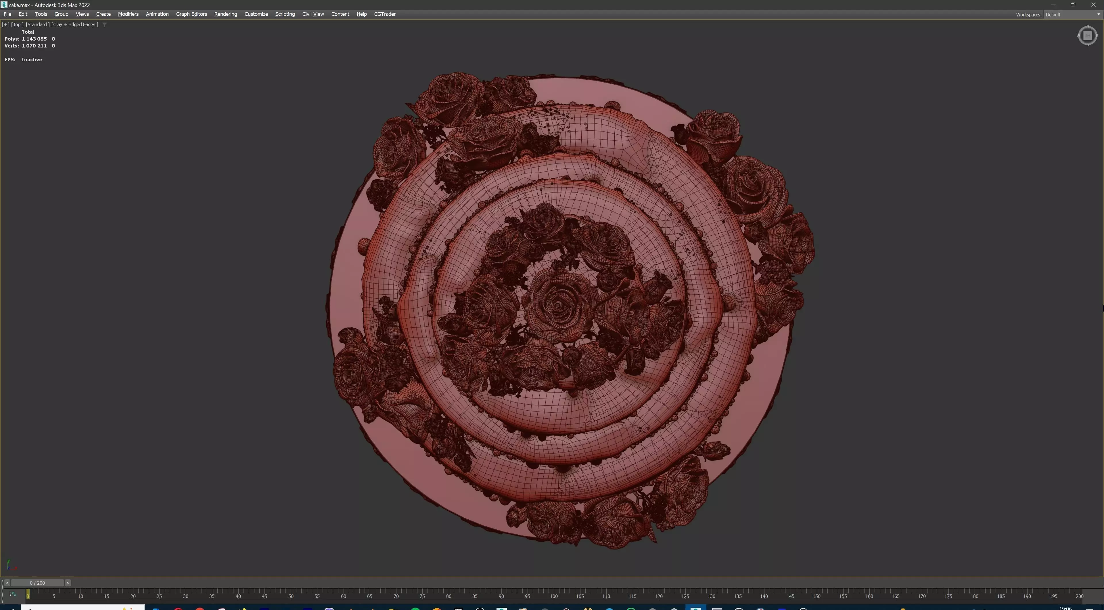 Luxury Wedding Cake with Flowers  Tiered Floral Purple  Gold Low-poly 3D model_23