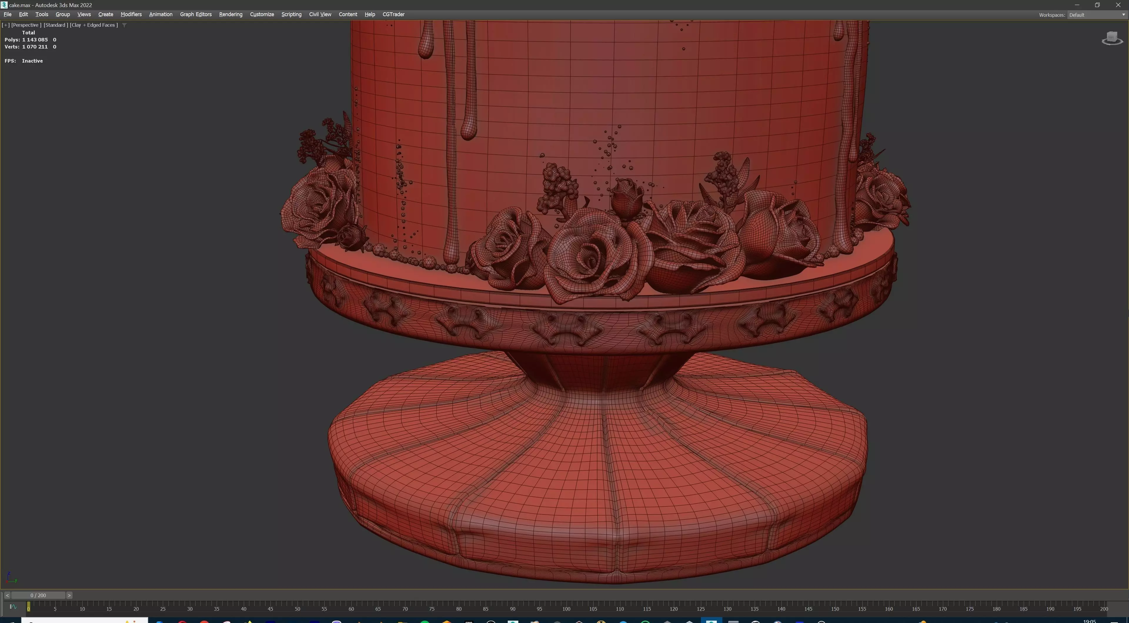 Luxury Wedding Cake with Flowers  Tiered Floral Purple  Gold Low-poly 3D model_18