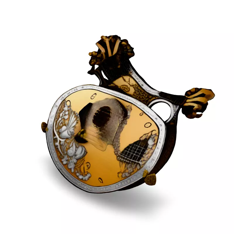 Ornate Lute Guitar 3D Model Low-poly 3D model_1