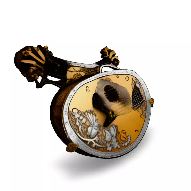 Ornate Lute Guitar 3D Model Low-poly 3D model_2