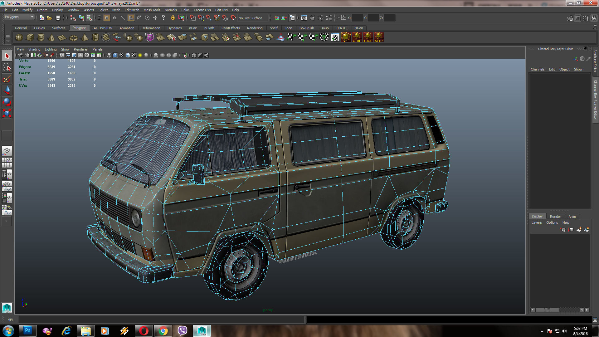 PBR T3 Van Lowpoly Low-poly 3D model_14