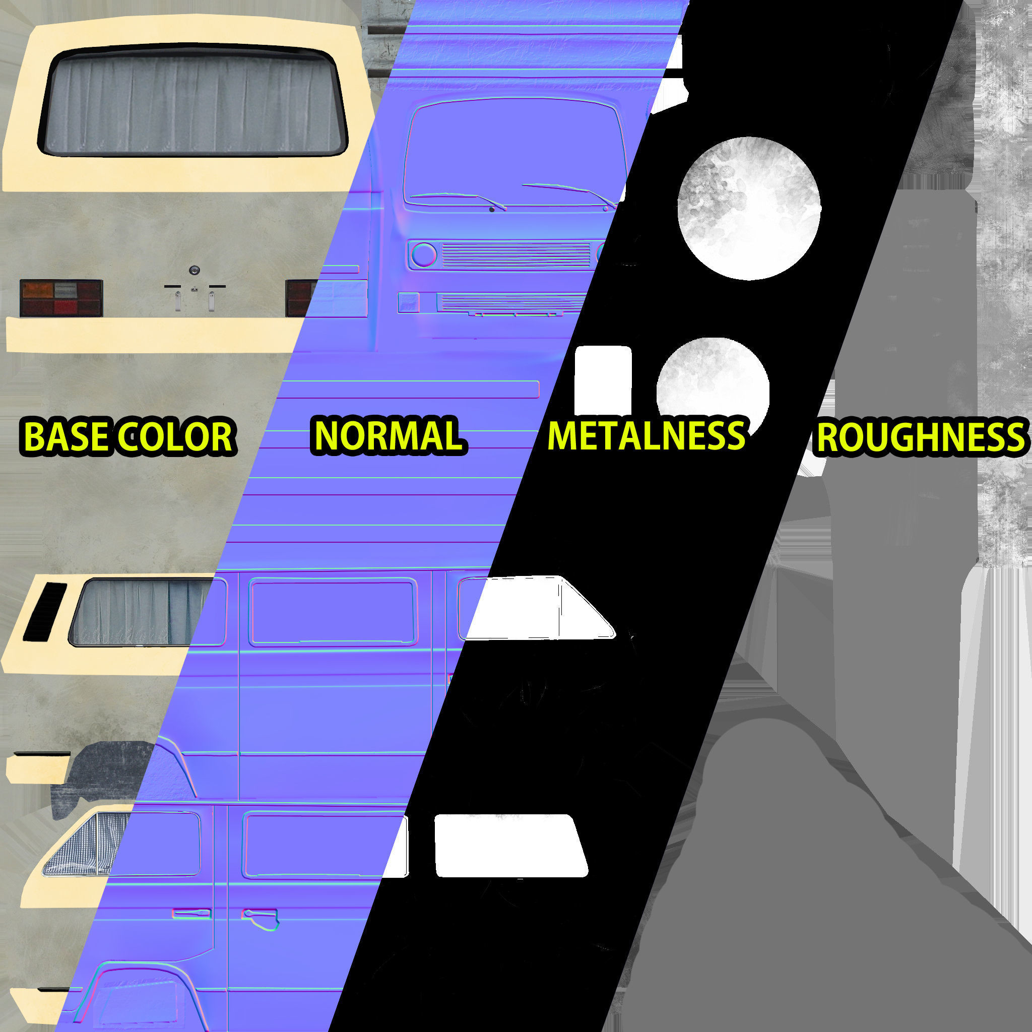 PBR T3 Van Lowpoly Low-poly 3D model_1