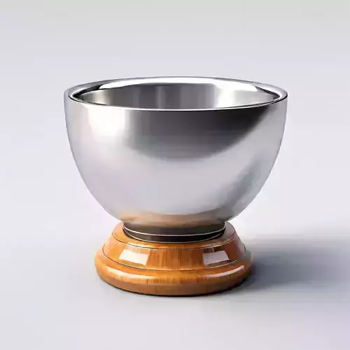 Silver Bowl on Wooden Stand