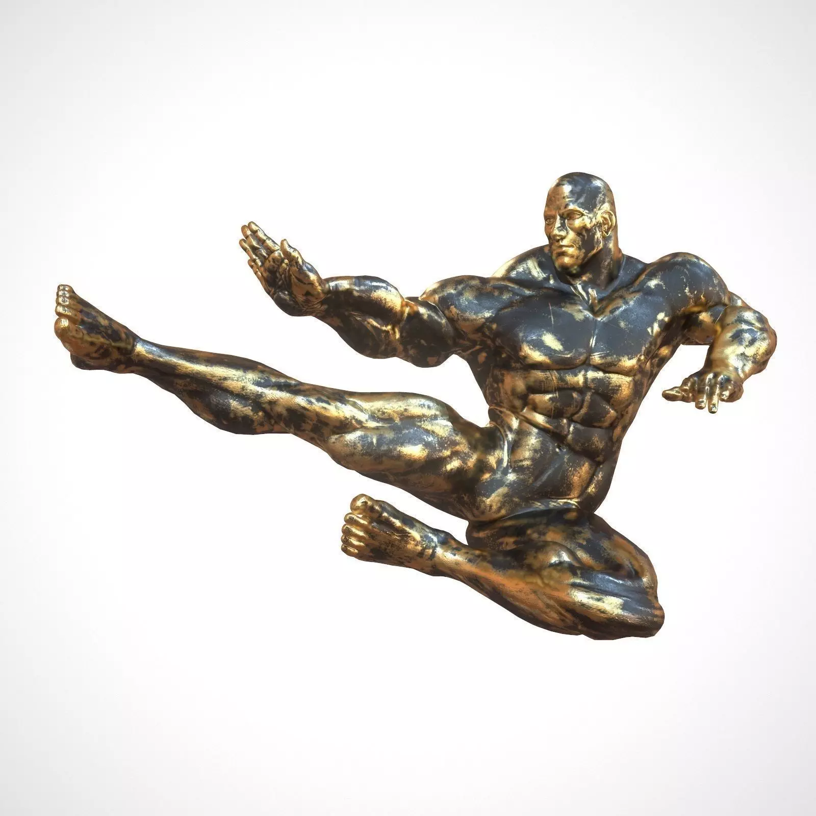 Supermuscular Sculpture Black and Gold Hero Low-poly 3D model_0