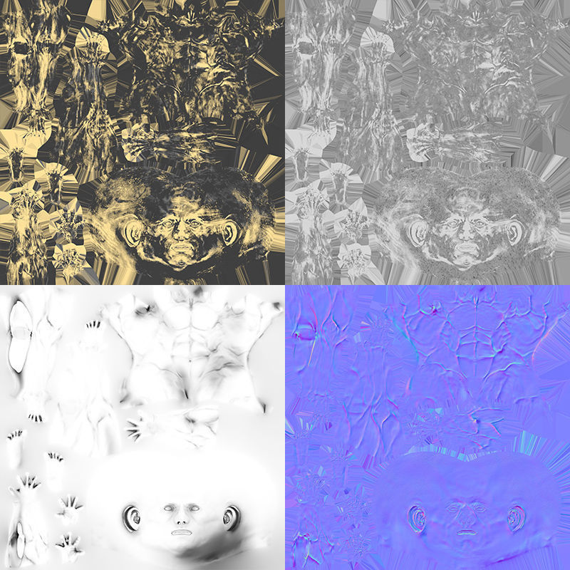 Supermuscular Sculpture Black and Gold Hero Low-poly 3D model_6