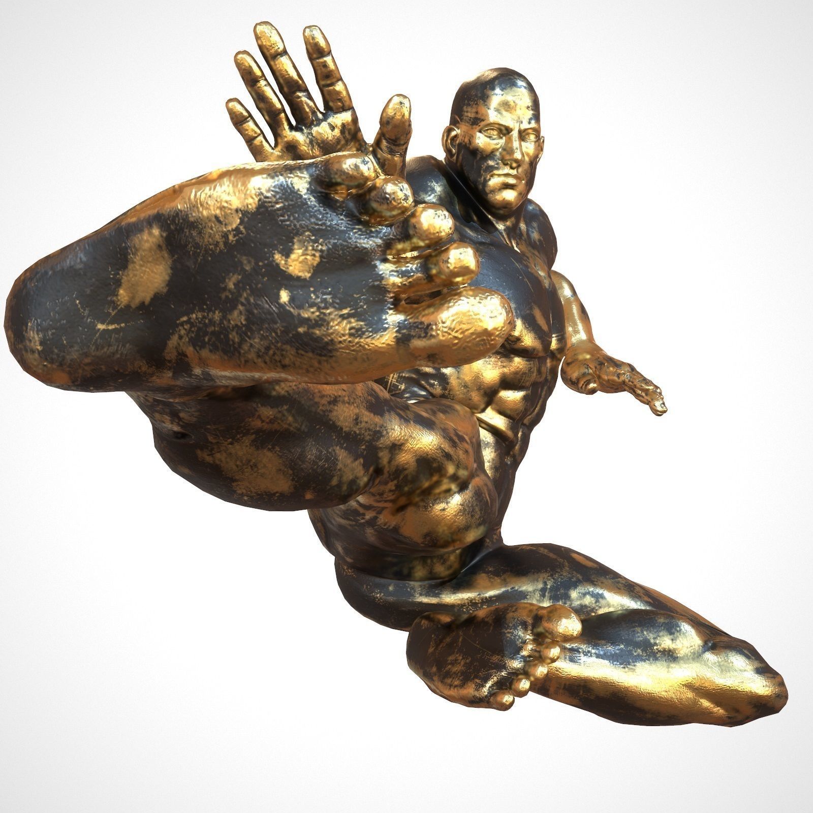 Supermuscular Sculpture Black and Gold Hero Low-poly 3D model_1