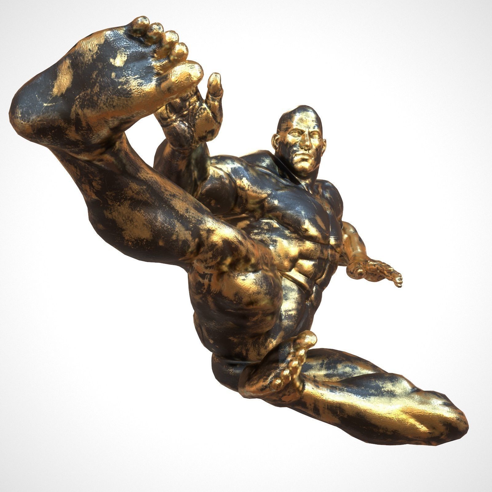 Supermuscular Sculpture Black and Gold Hero Low-poly 3D model_2