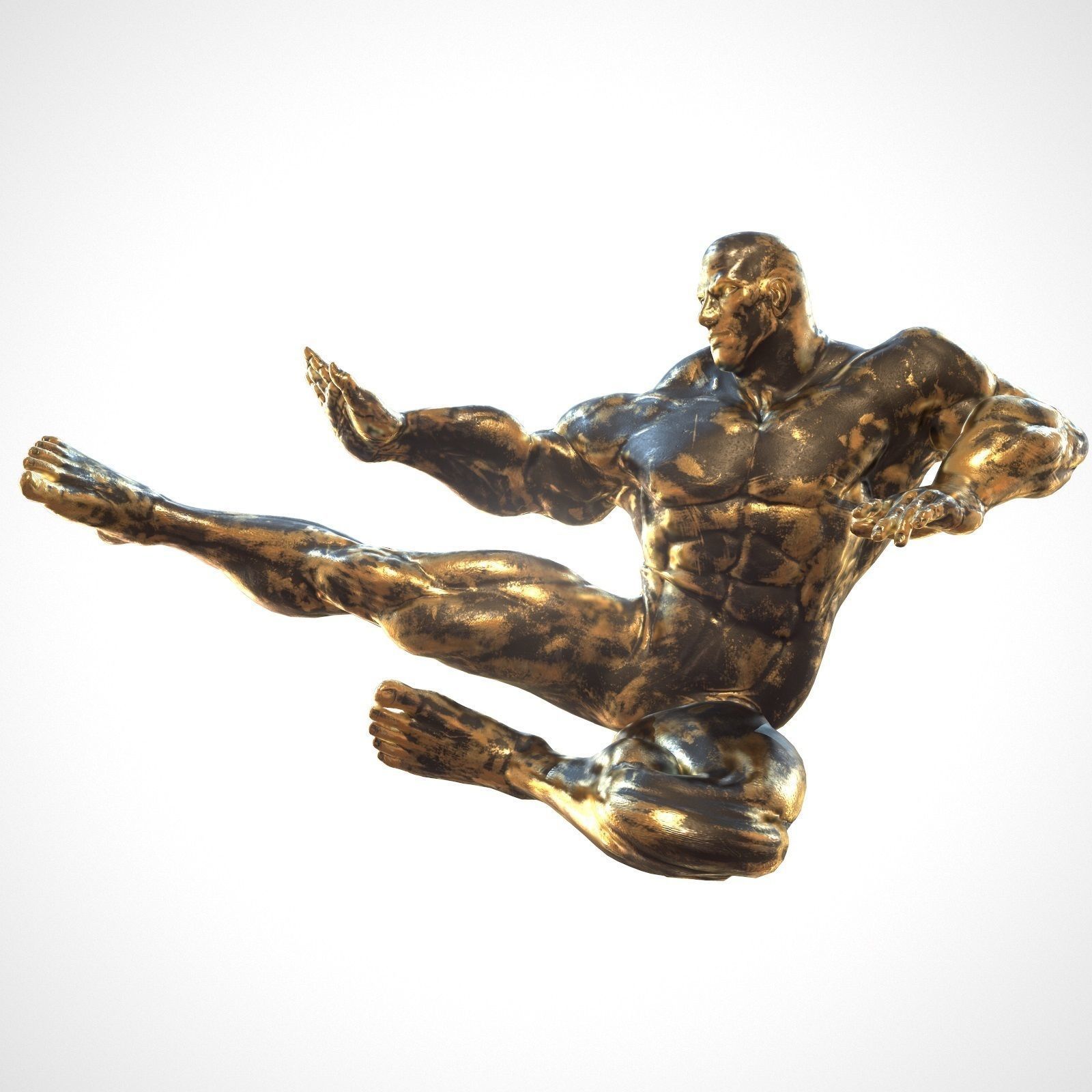 Supermuscular Sculpture Black and Gold Hero Low-poly 3D model_7