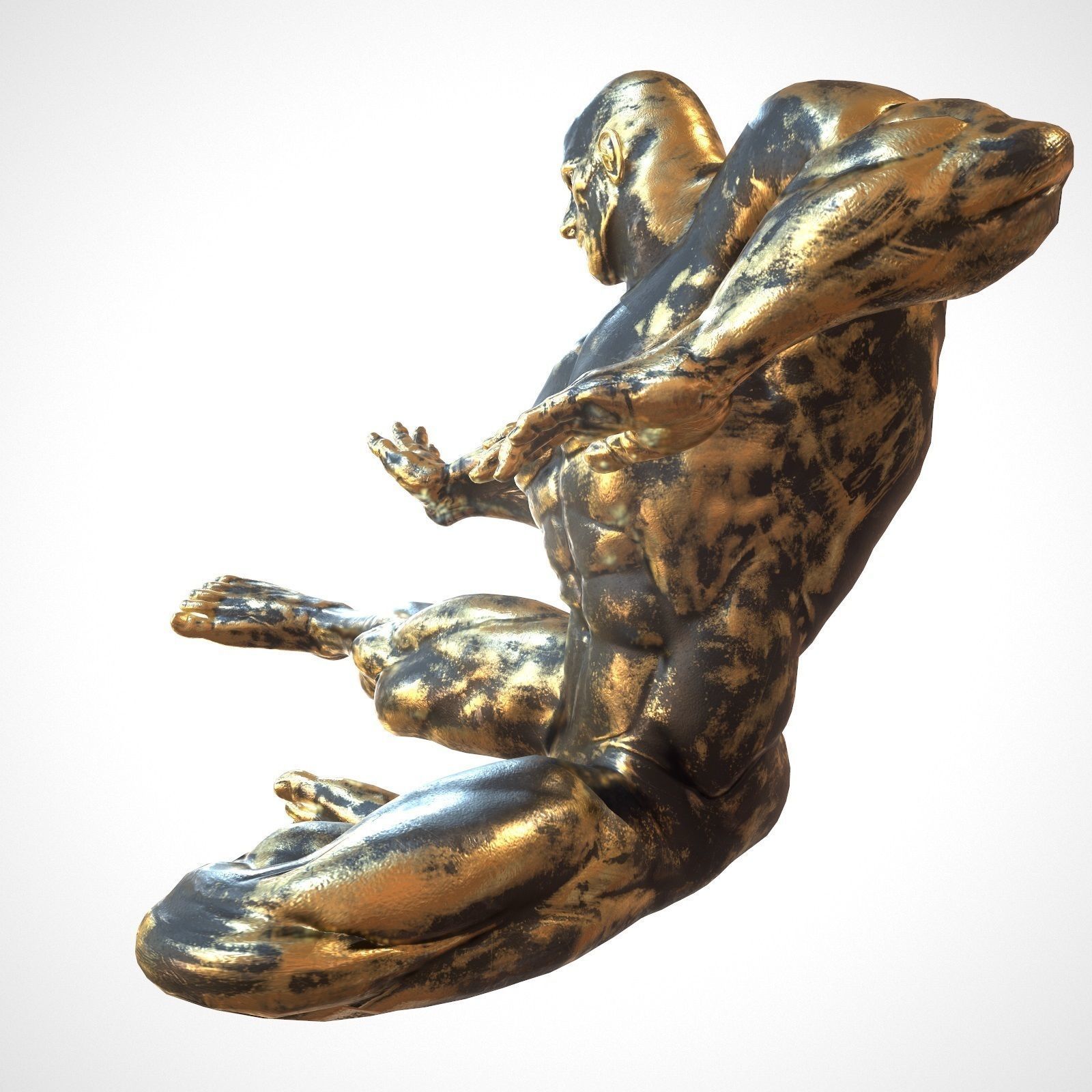 Supermuscular Sculpture Black and Gold Hero Low-poly 3D model_4
