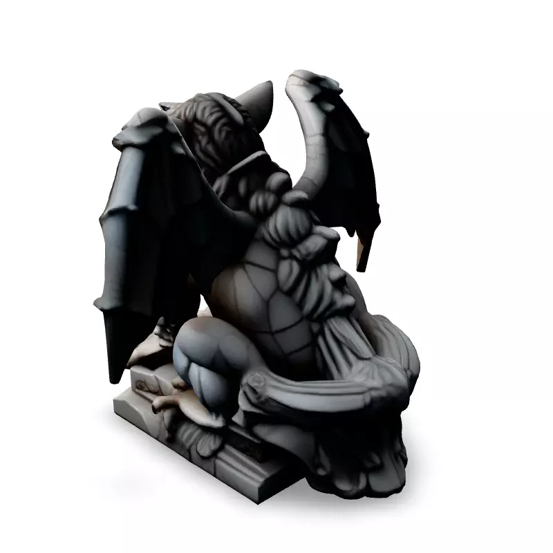Highly Detailed Stone Gargoyle Statue Low-poly 3D model_4