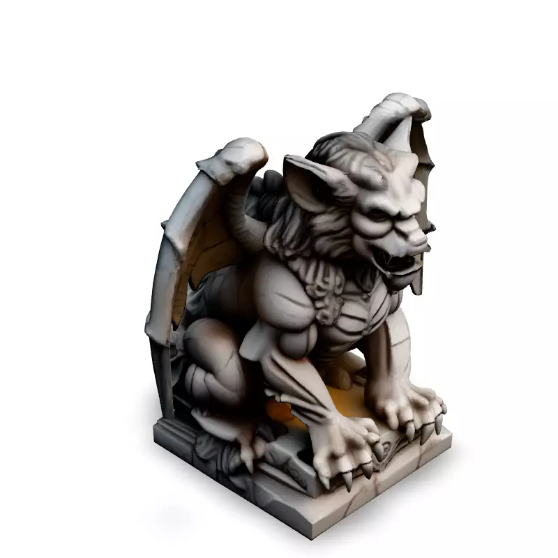 Highly Detailed Stone Gargoyle Statue Low-poly 3D model_2