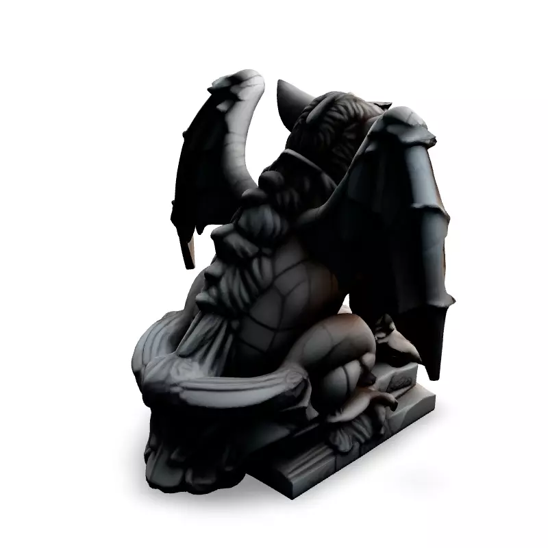 Highly Detailed Stone Gargoyle Statue Low-poly 3D model_5