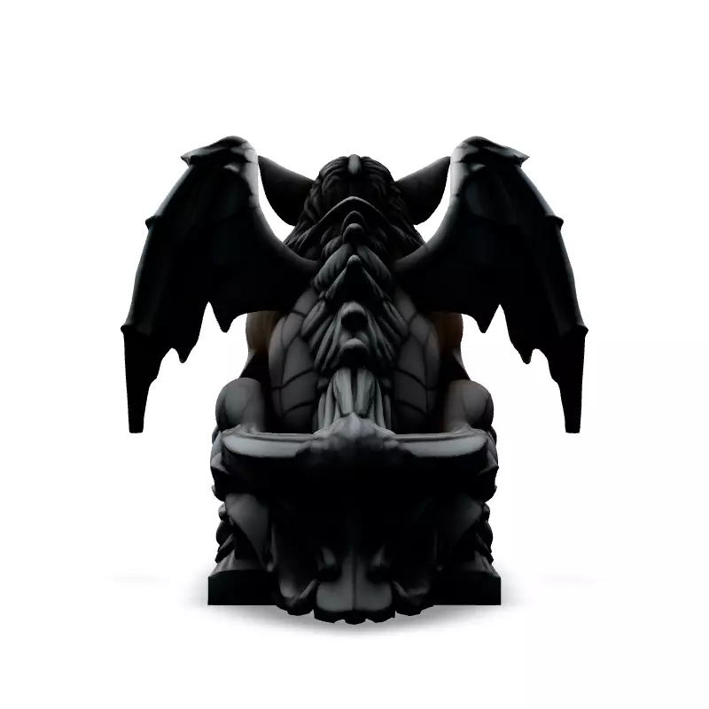 Highly Detailed Stone Gargoyle Statue Low-poly 3D model_6