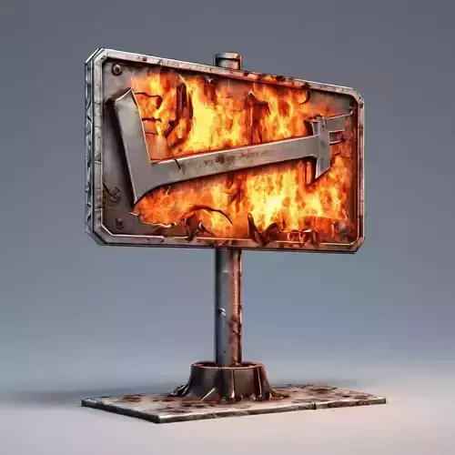Burning Metal Check Mark Sign Low-poly 3D model