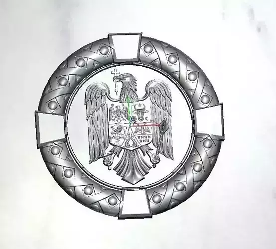 stema romaniei 3d incorporata pe usa biserica lemn