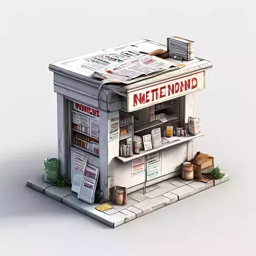 Vintage Newsstand Kiosk 3D Model Low-poly 3D model
