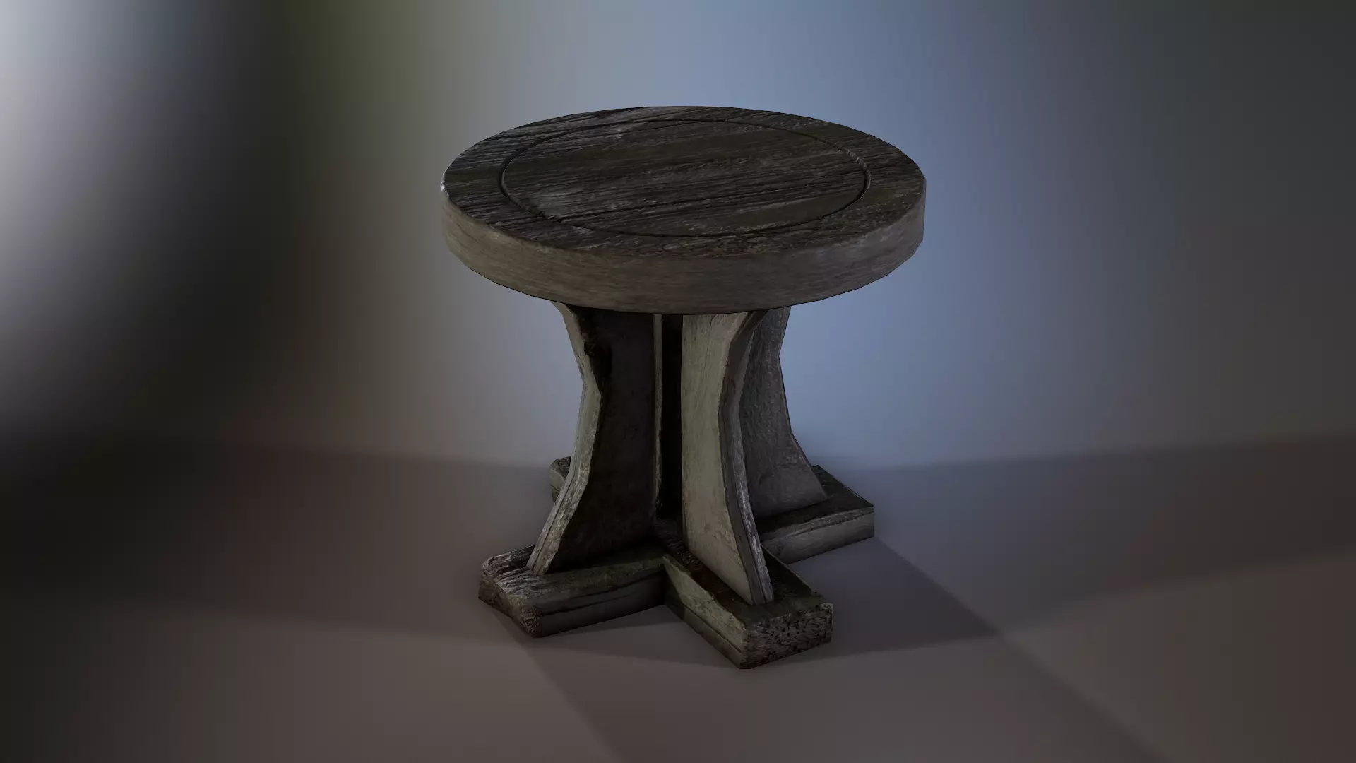 Medieval Stool Low-poly 3D model_0
