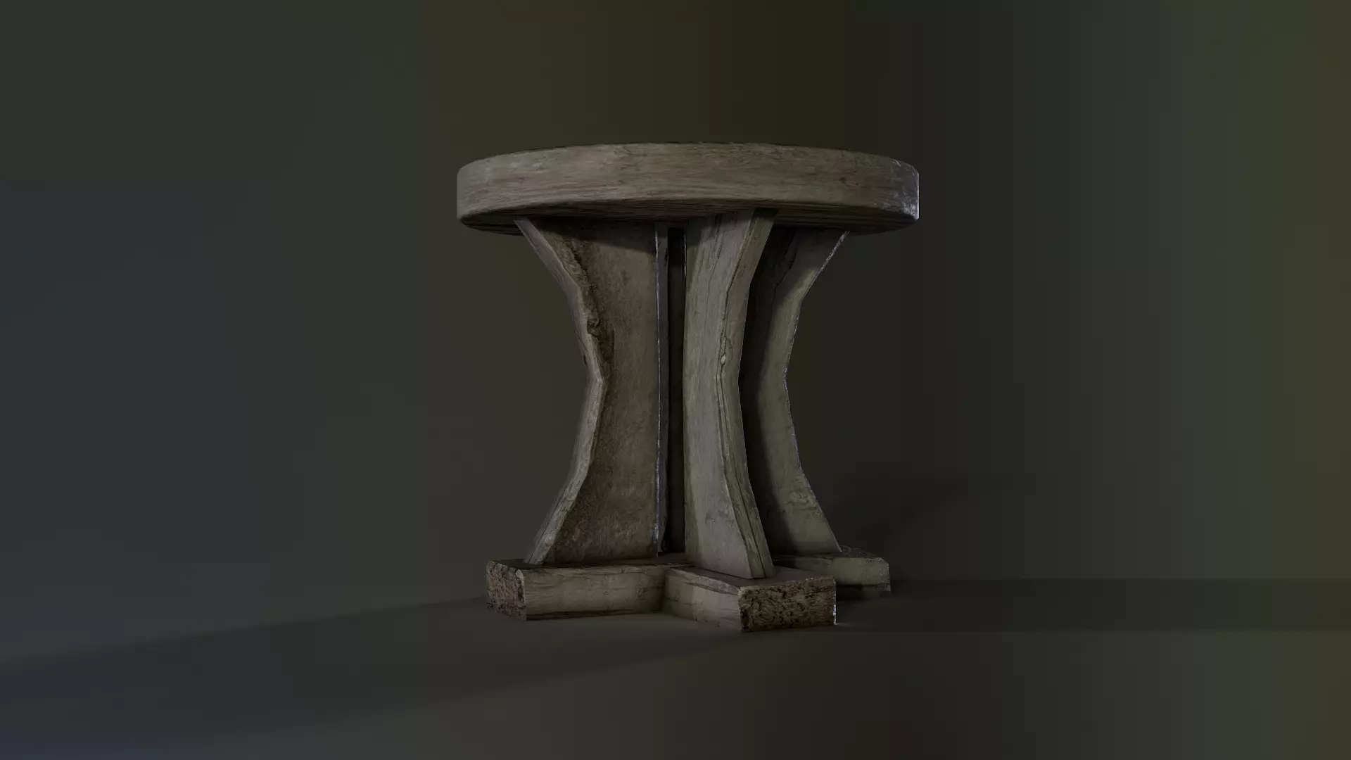 Medieval Stool Low-poly 3D model_2