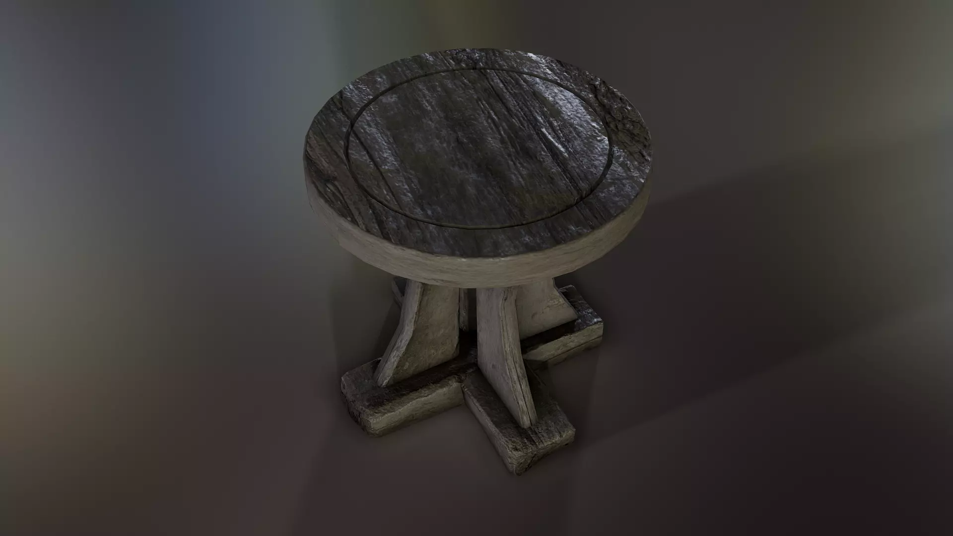 Medieval Stool Low-poly 3D model_1