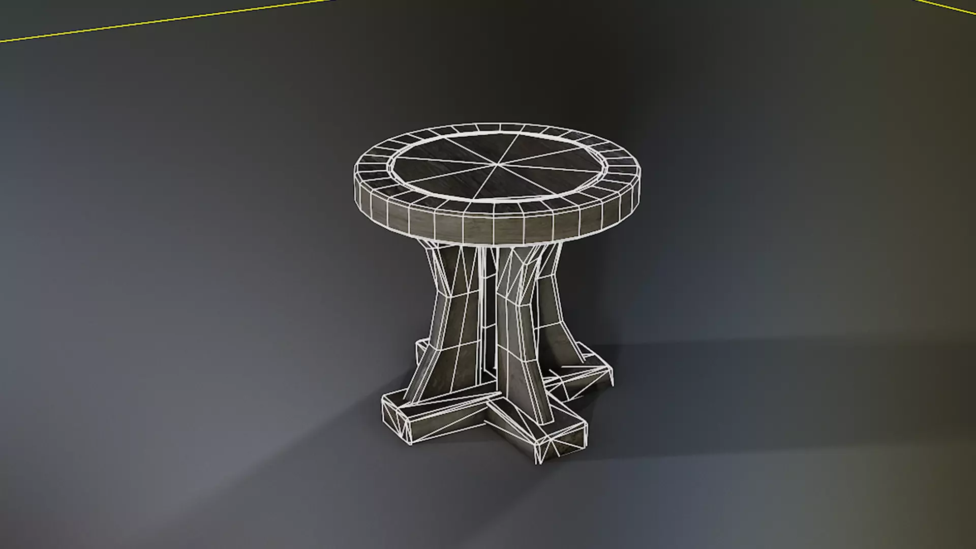 Medieval Stool Low-poly 3D model_4