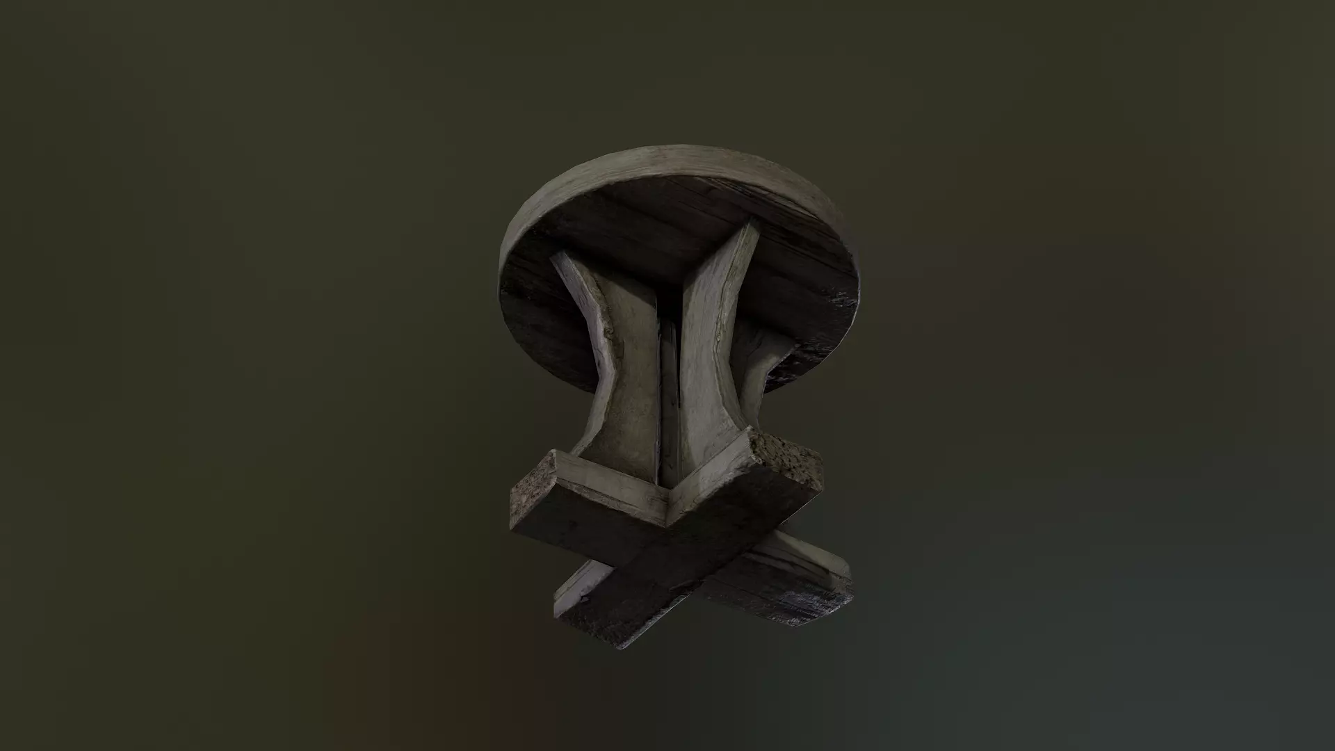 Medieval Stool Low-poly 3D model_3