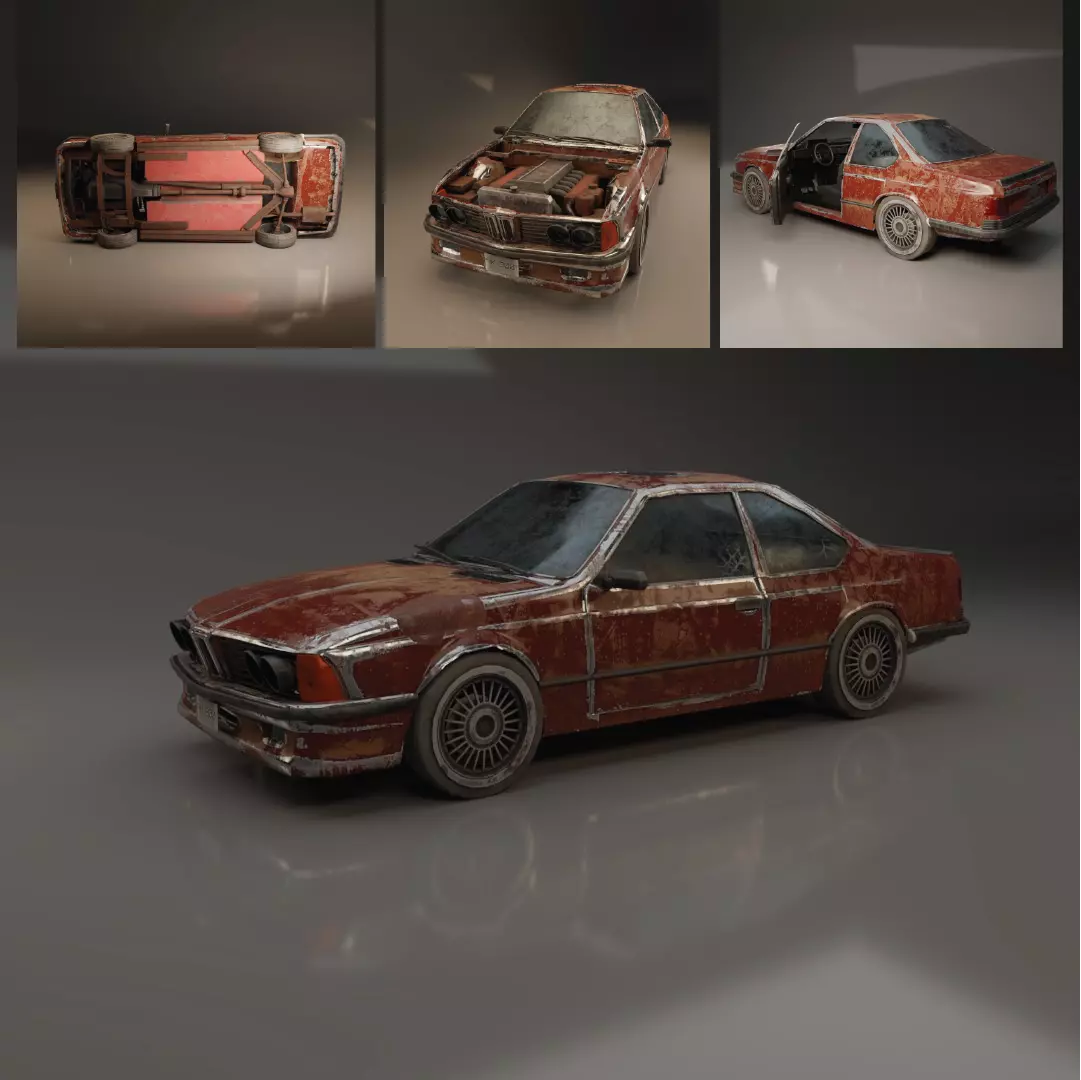 Old rusty car Free low-poly 3D model