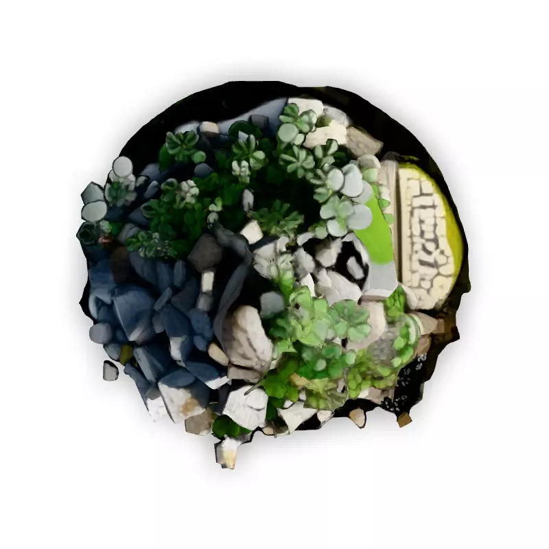 Realistic Rock Pile with Vegetation Low-poly 3D model_7