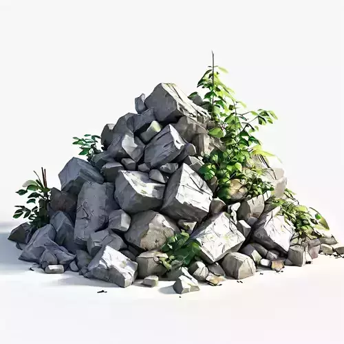 Realistic Rock Pile with Vegetation