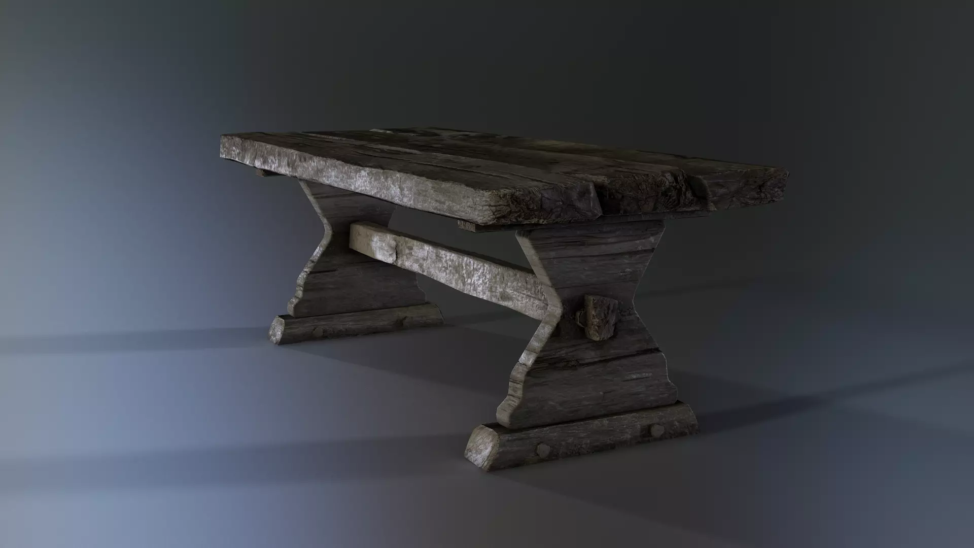 Wooden Table Low-poly 3D model_0
