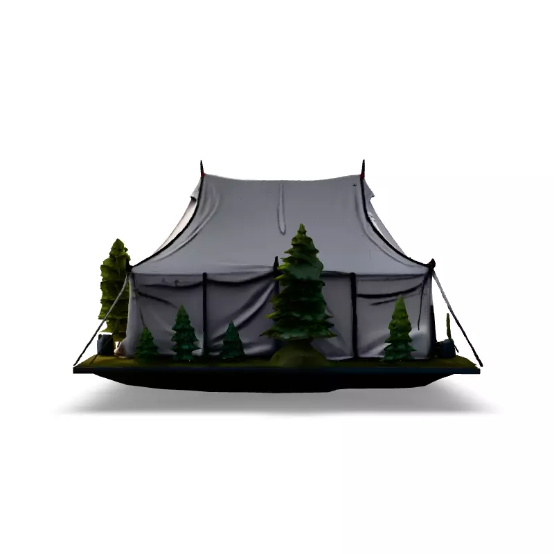 LowPoly Camping Tent Scene Low-poly 3D model_6