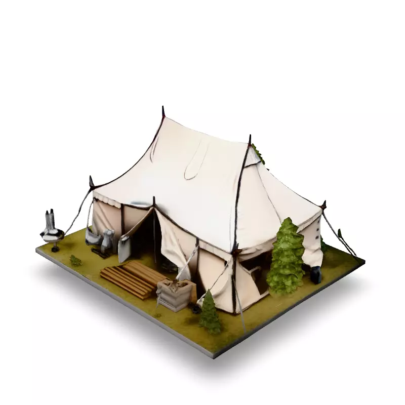 LowPoly Camping Tent Scene Low-poly 3D model_1