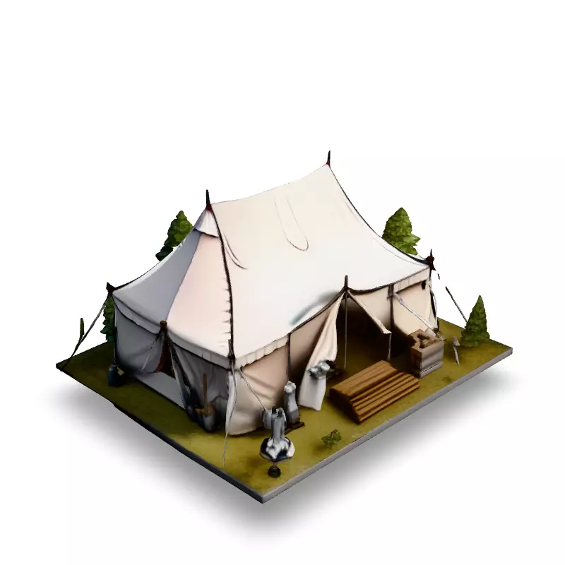 LowPoly Camping Tent Scene Low-poly 3D model_2