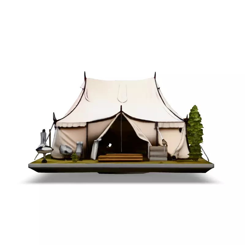 LowPoly Camping Tent Scene Low-poly 3D model_3