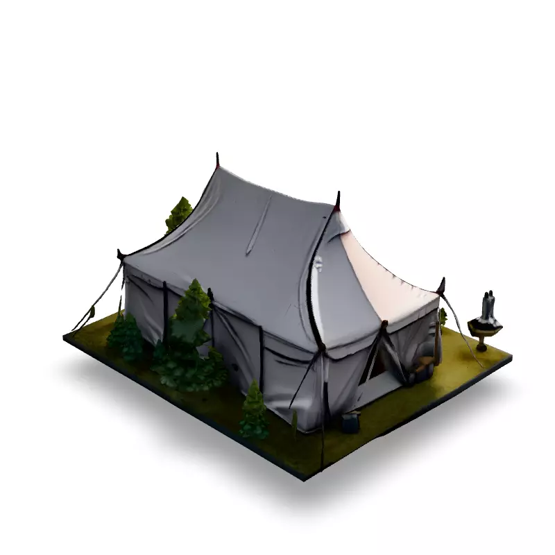 LowPoly Camping Tent Scene Low-poly 3D model_5