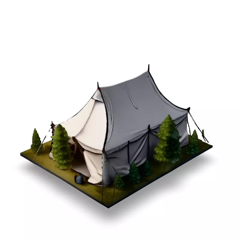LowPoly Camping Tent Scene Low-poly 3D model_4