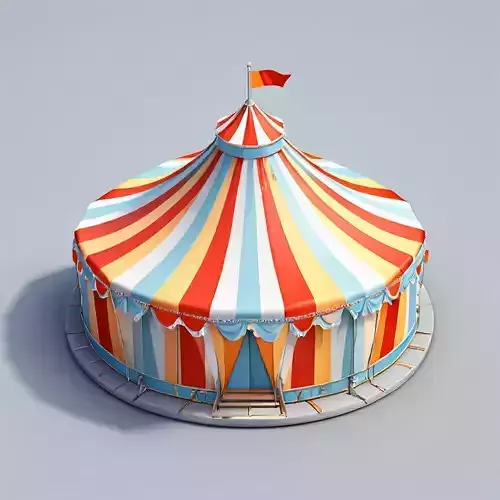 Striped Circus Tent 3D Model Low-poly 3D model