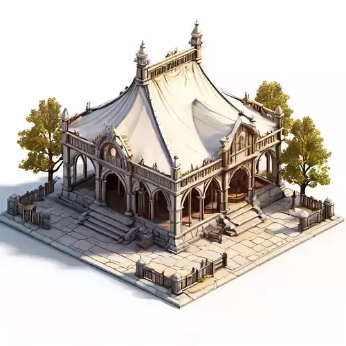 Medieval Tent Market Building 3D Model